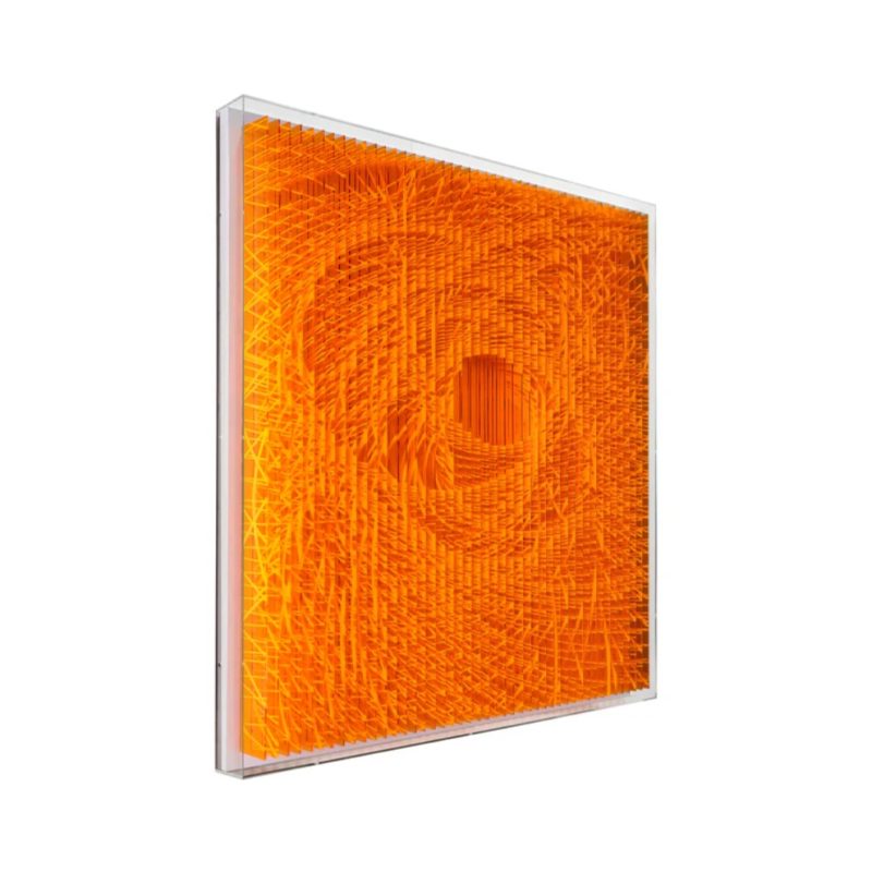 Vibrant Orange Geometric Depth Wall Art