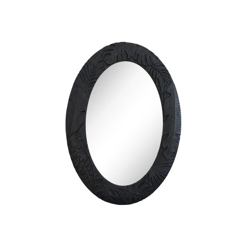 Oval Black Embossed Wall Mirror