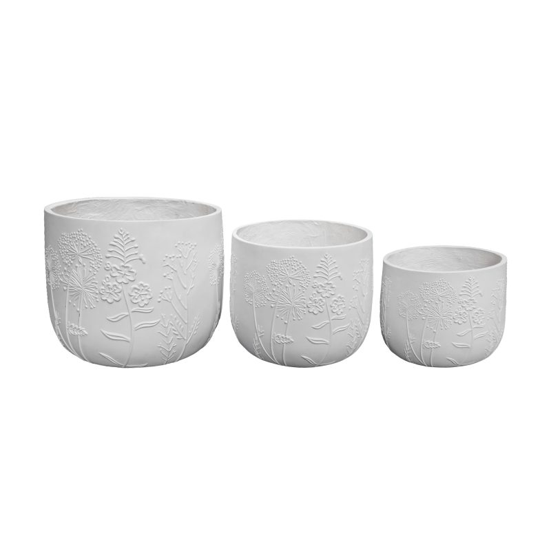 Floral Embossed Ceramic Planter