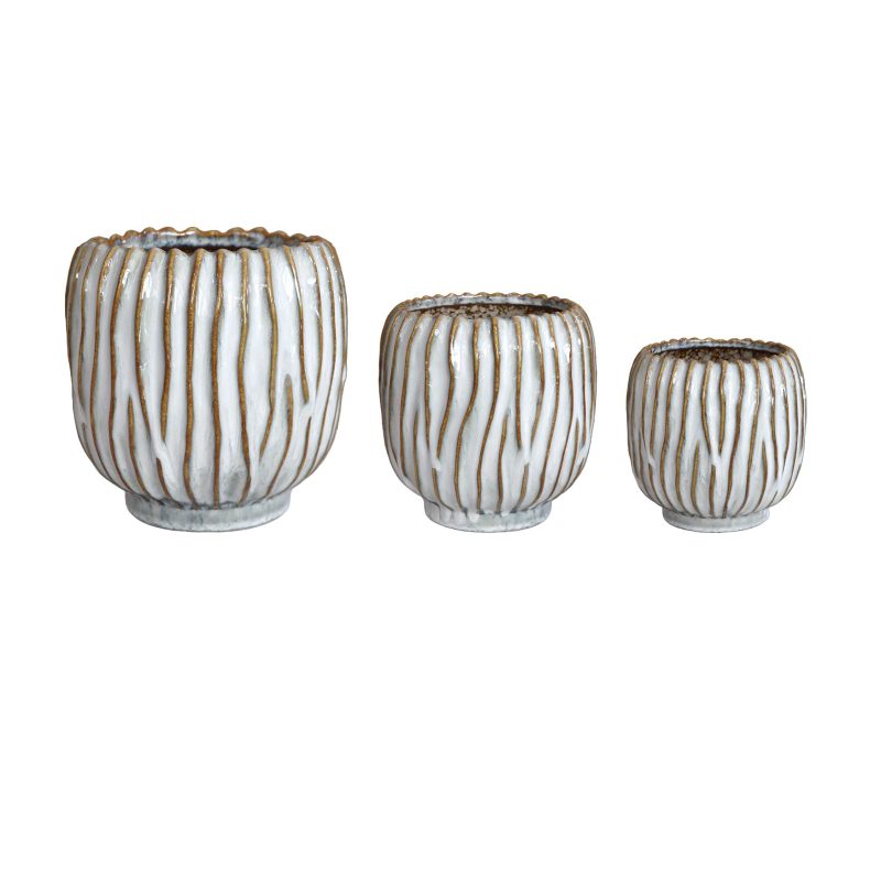 Modern Vertical Lines Ceramic Planter