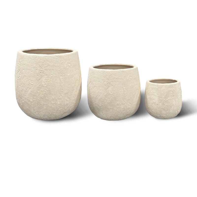 Sandy Texture Beige Ceramic Planter