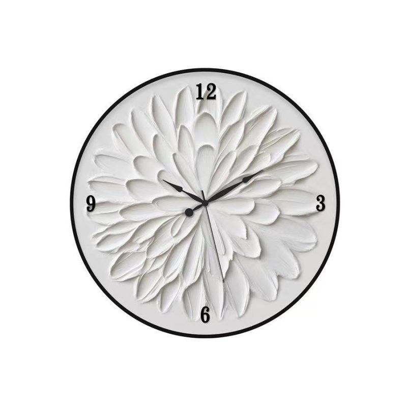 White Flower Textured Wall Clock