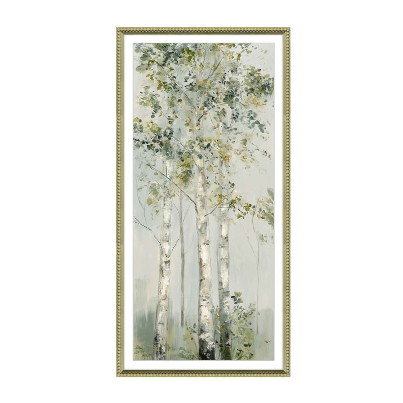 Whispering Green Birch Forest Framed Wall Art