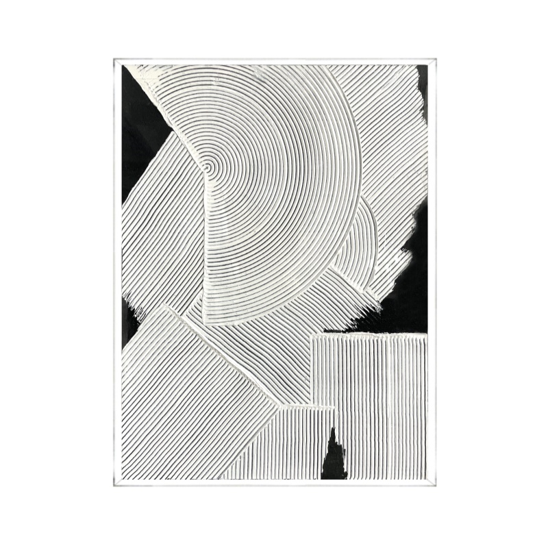 hand-painted black and white textured abstract art