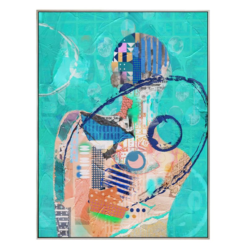 Aqua Figure Mixed Media Wall Art