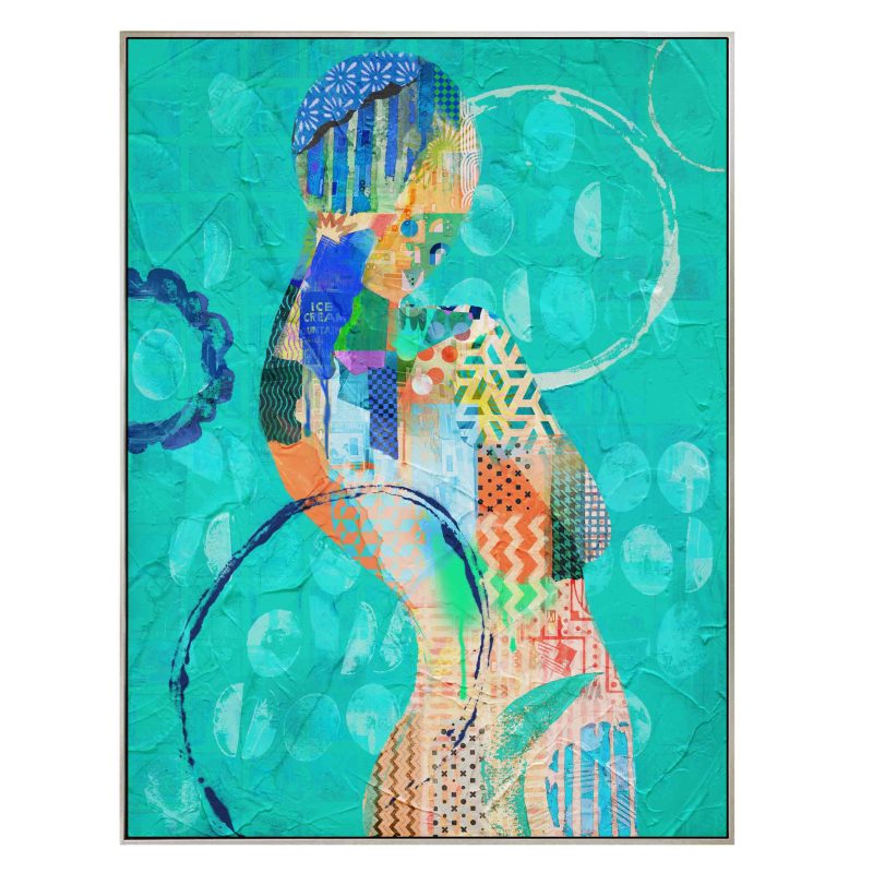 Abstract Female Aqua Mixed Media Wall Art