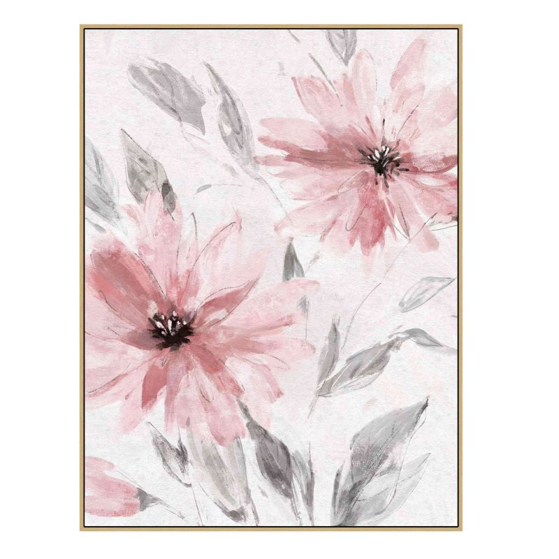 Soft Pink Blush Floral Canvas Wall Art